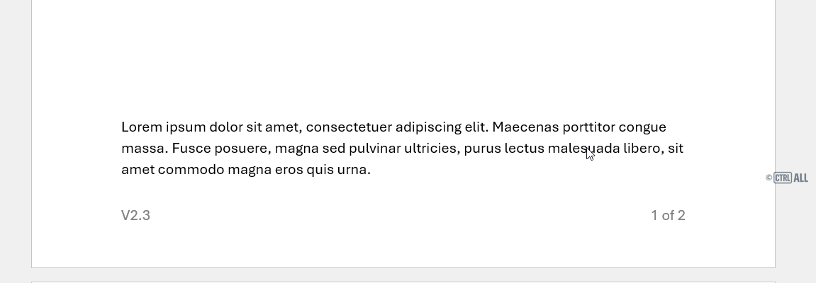 Demonstration of double clicking margin to activate footer in Word